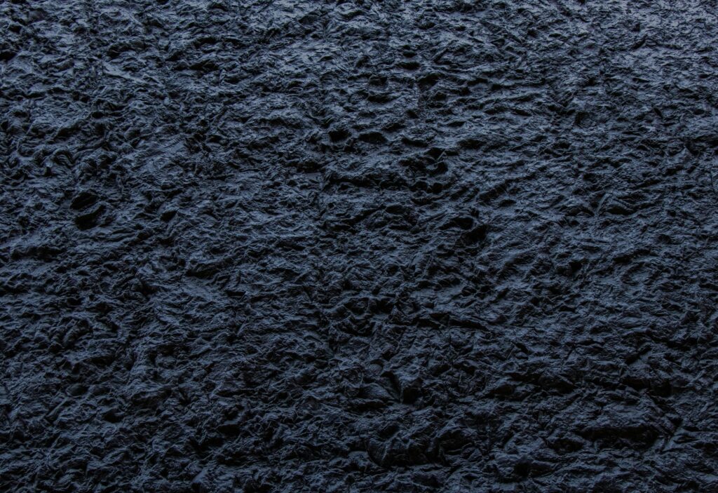 Close-up of a dark, rough textured stone surface providing an abstract background.